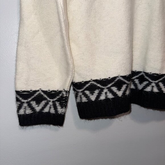 Talbots Womens Black & White Fair Isle Sweater Medium Crewneck - Picture 2 of 6